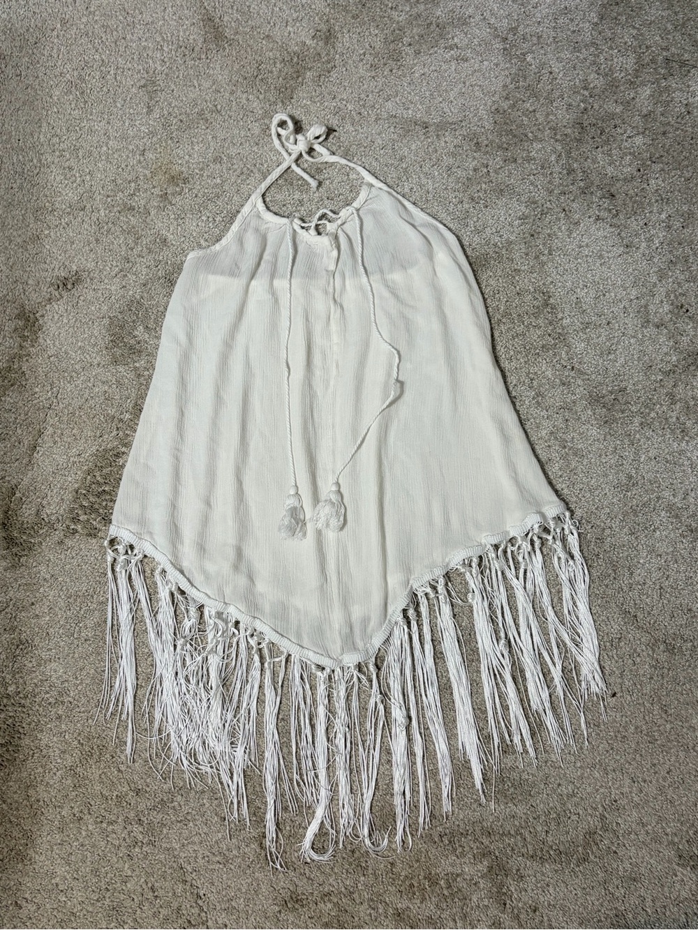 Cupshe White Fringe Halter Cover Up
